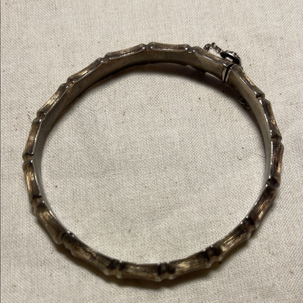 Vintage Sterling CPS Silver bamboo Bangle Bracelet - Picture 2 of 9